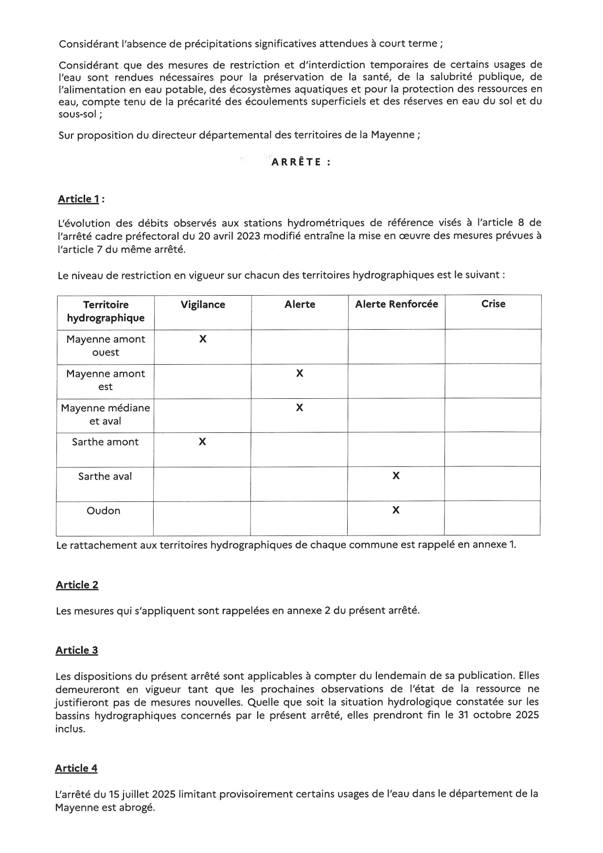 arrêté 